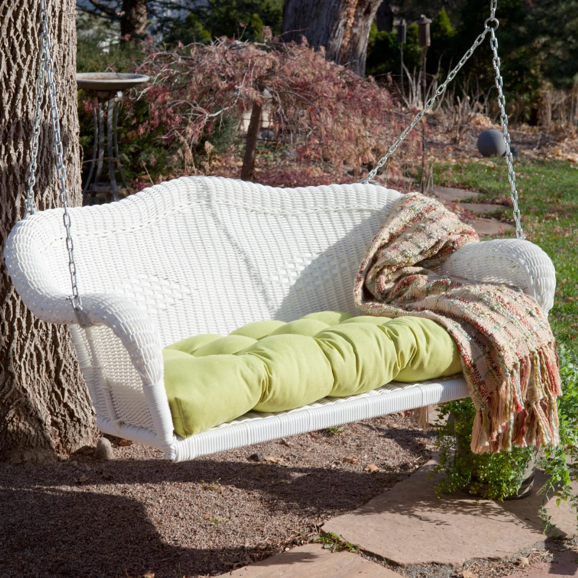 Northlight 28″ x 50″ Hand Woven Wicker Outdoor Porch Swing – White