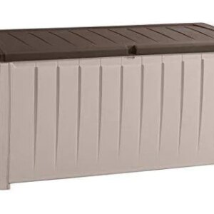 Novel Plastic Deck Storage Container Box Outdoor Patio Furniture 90 Gal, Brown