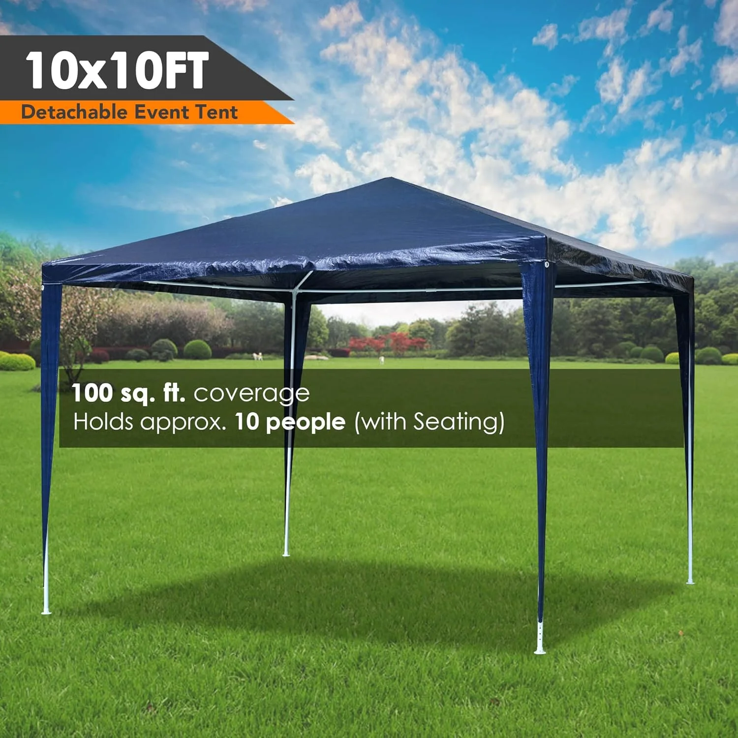 10′ x 10′ Outdoor Wedding Party Tent 4 Sidewalls, Blue