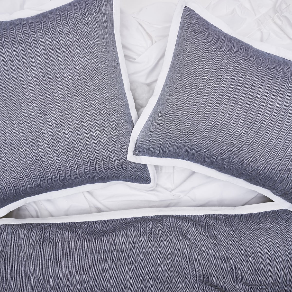 Roscoe Indigo Mini Herringbone Pattern 100% Cotton King Duvet Cover 90″ x 102″