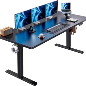 UANUO 48 x 24 inch Electric Standing Desk, Height Adjustable Table with Headphone Hooks & Cable Manager, Sit to Stand up Desk for Home Office, Vintage Brown