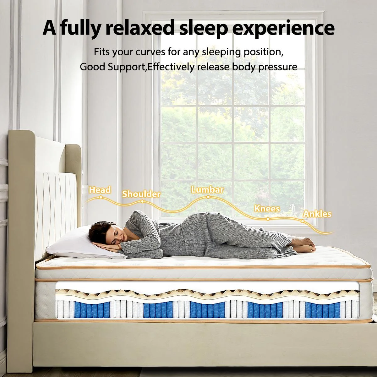 IInnovZBOM10" Queen Size Mattress, Medium Firm Hybrid Mattress with Gel Memory Foam and Pocket Springs, CertiPUR-US Certified for Pressure Relief and Motion Isolation, 100 Night Trial, 80 x 60" x 1
