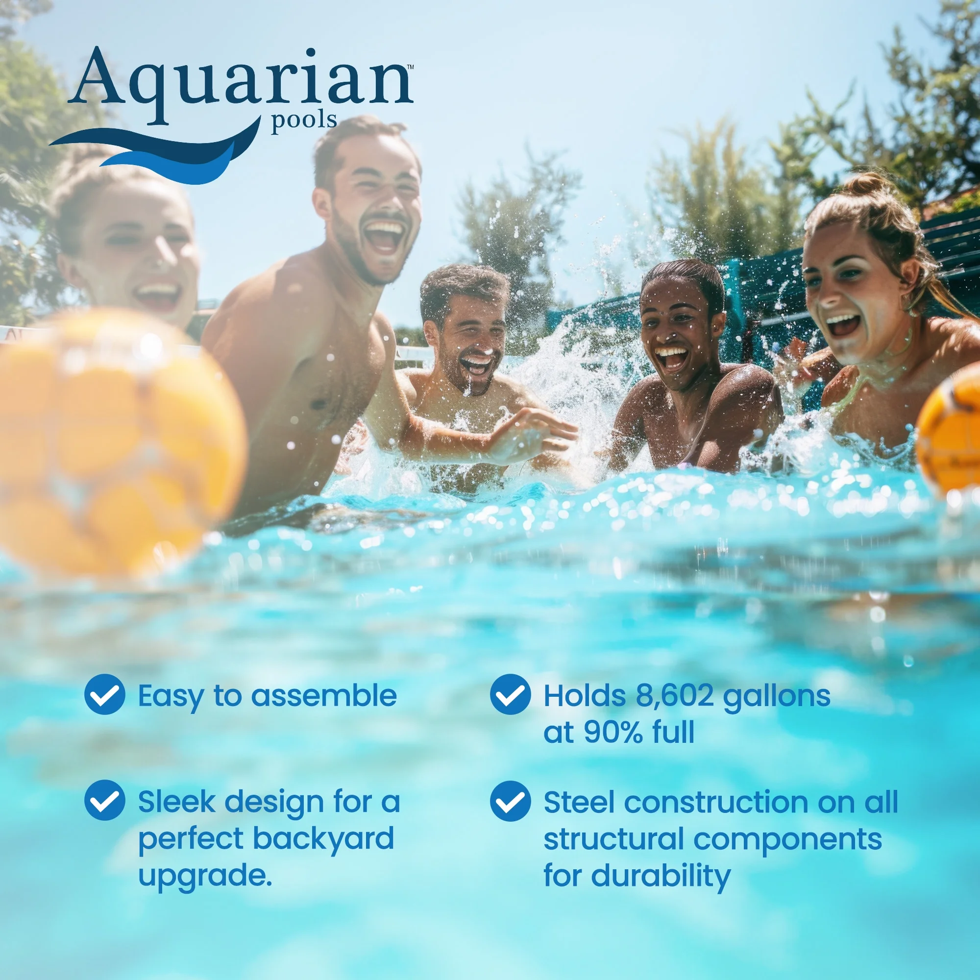 Aquarian Phoenix 18' x 52" Steel Frame DIY Family Size Above Ground Pool