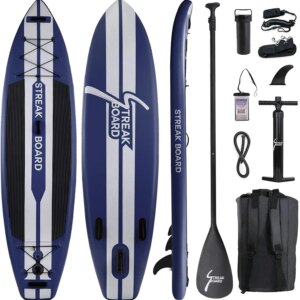 streakboard 11FT Inflatable Stand Up Paddle Board SUP Surfing Boards No Slip Deck, 6'' Thick with Backpack