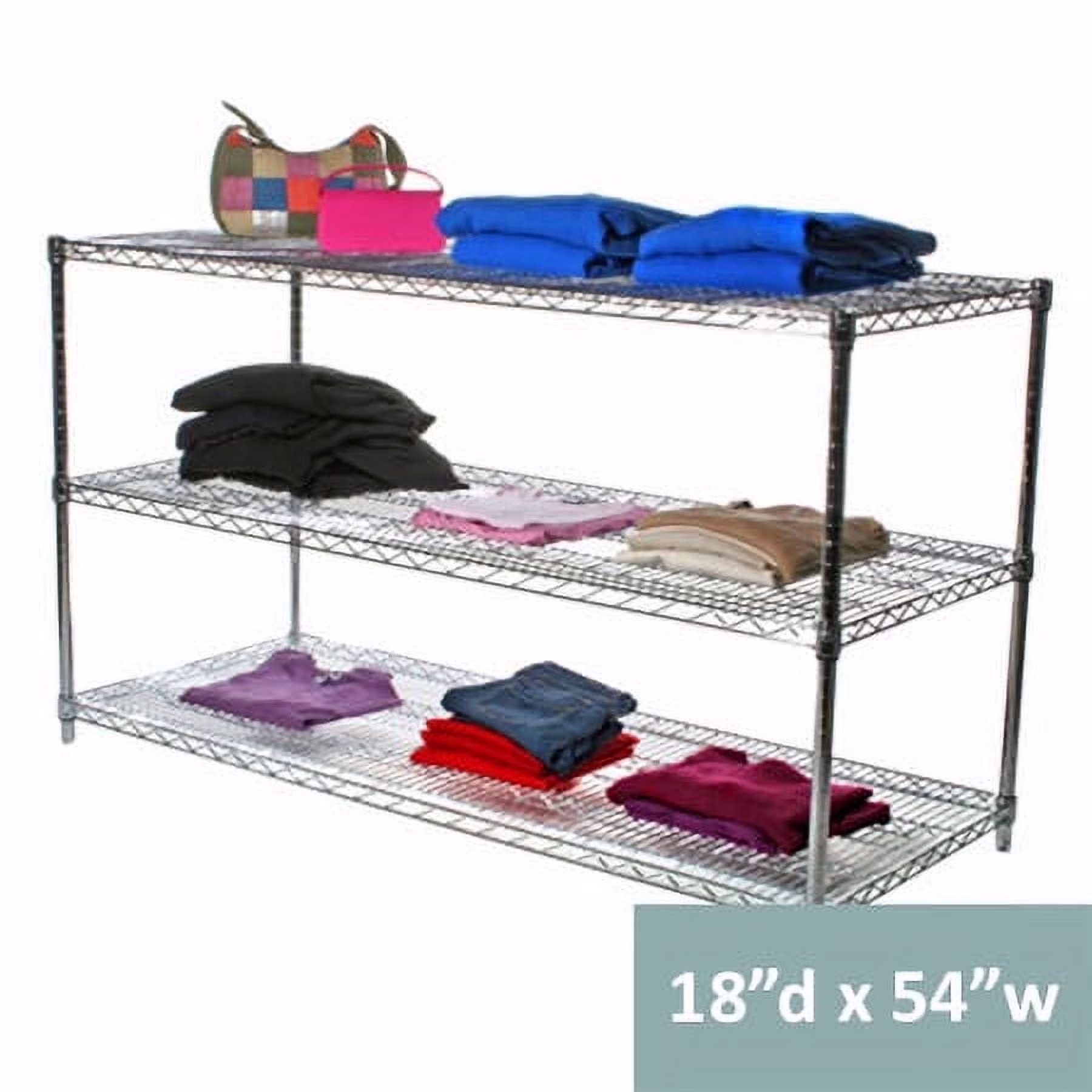 Shelving Inc. 18" d x 18" w Chrome Wire Shelving with 3 Shelves
