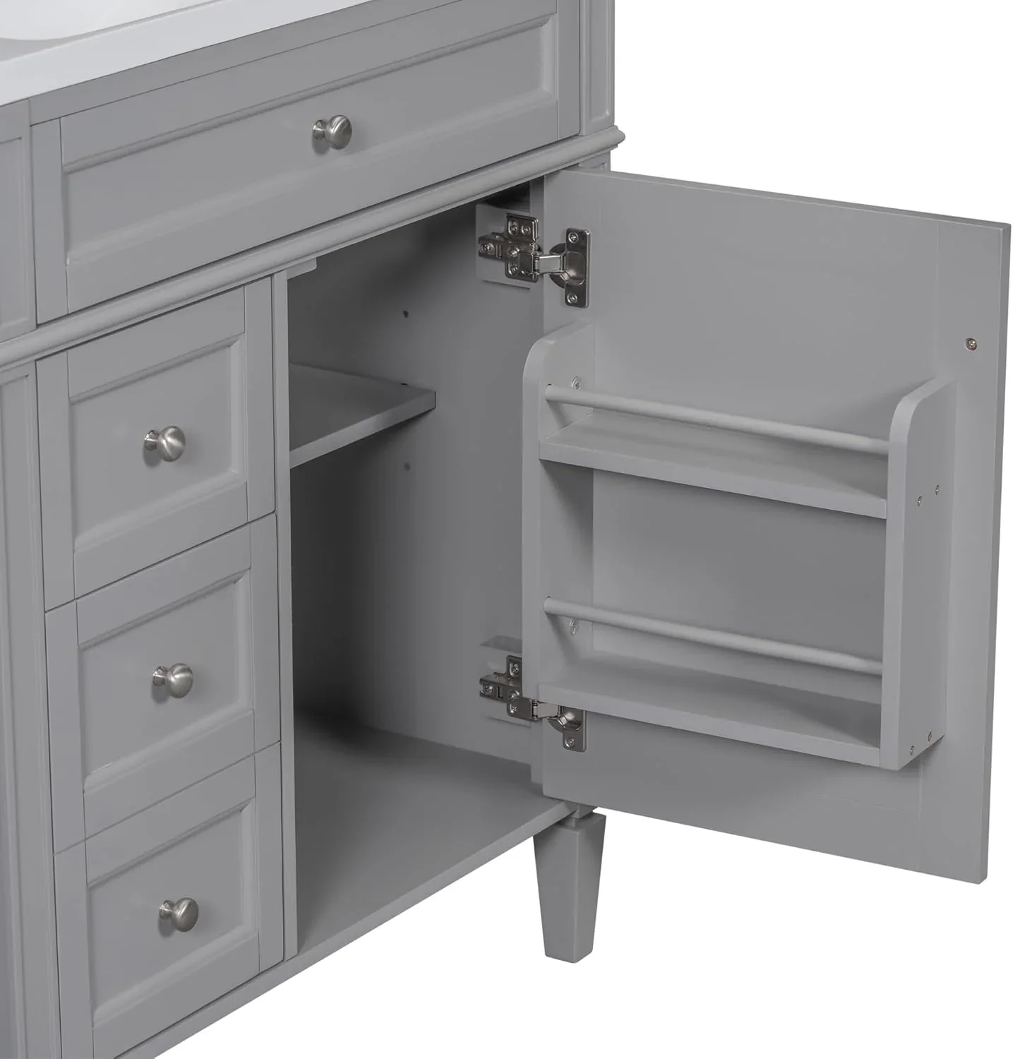 36" Bathroom Vanity with Single Sink Combo, Modern Undermount Bathroom Sink Cabinet with 2 Drawers and a Tip-Out Drawer, Freestanding Bathroom Vanities, Soft Closing, Solid Wood Frame
