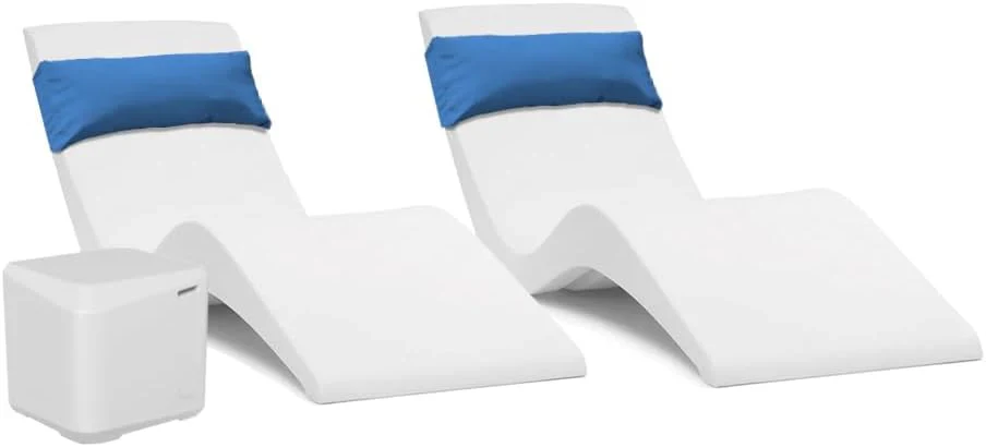 Classic White – in-Pool Chaise Lounger – Designed for Water Depths Up to 9” – Aqua Outdoors – Set of 2 – Compatible with All Pool Types – Poolside & Sun Deck Tanning