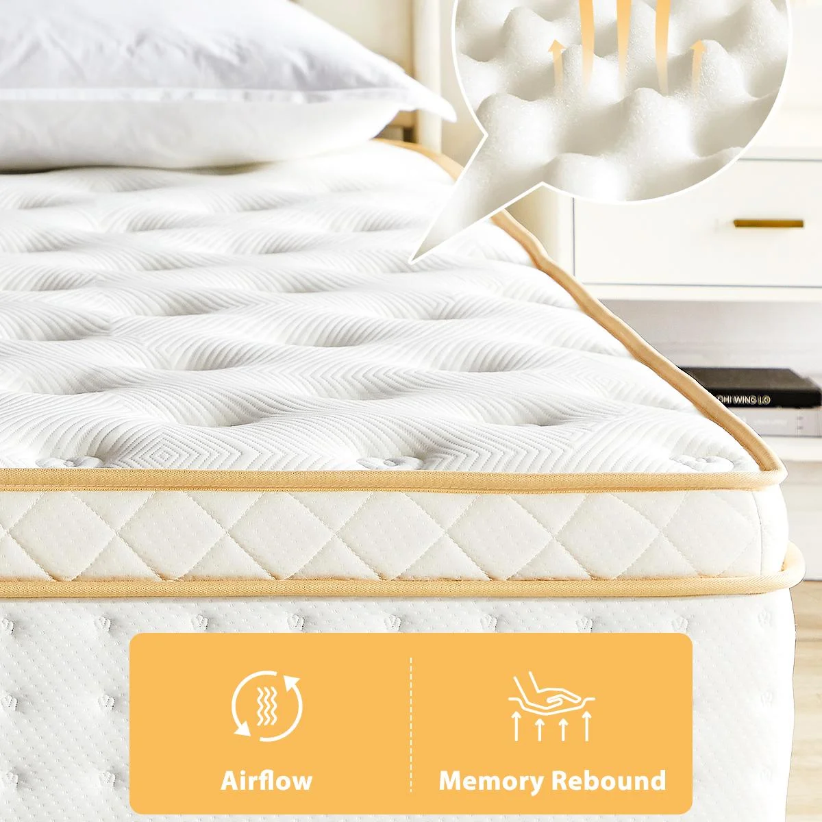 IInnovZBOM10" Queen Size Mattress, Medium Firm Hybrid Mattress with Gel Memory Foam and Pocket Springs, CertiPUR-US Certified for Pressure Relief and Motion Isolation, 100 Night Trial, 80 x 60" x 1