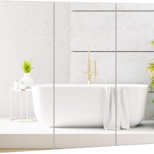 SZWS Mirrored Medicine Cabinet, Large Wide Wall Mounted Storage Cabinet with 3 Mirror Doors & Adjustable Shelf, Hanging Bathroom Organizer, White, 36 x 4.5 x 25.5 Inches