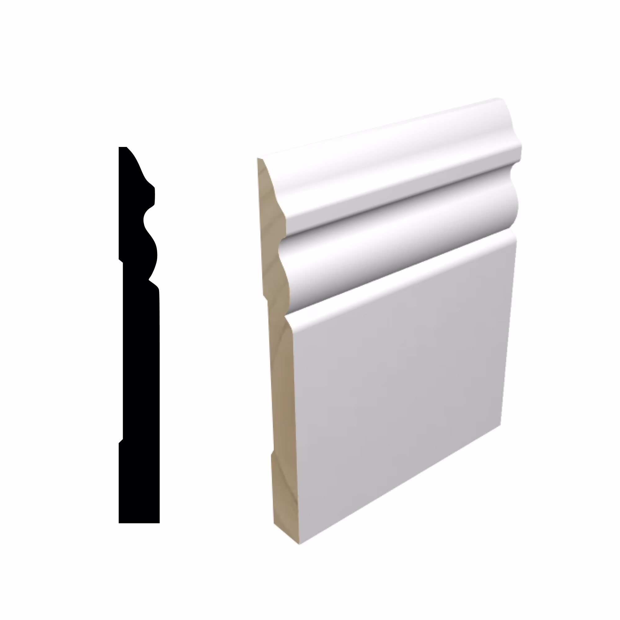 RMB 518 9/16 in.D x 5 1/4 in. W x 96 in. L Primed Finger-Joined Pine Baseboard Molding 20-pcs 160 Ft Total