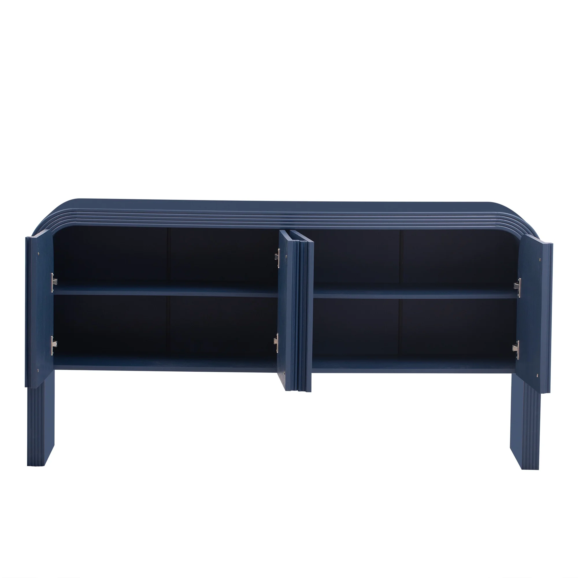 Accent Cabinet with 4 Doors, TUANLUO Buffet Cabinet with Adjustable Shelves, Wood Storage Cabinet, Modern Accent Cabinet Furniture for Hallway Entryway Living Room, 59"L x 15.7"W x 33.2"H, Blue