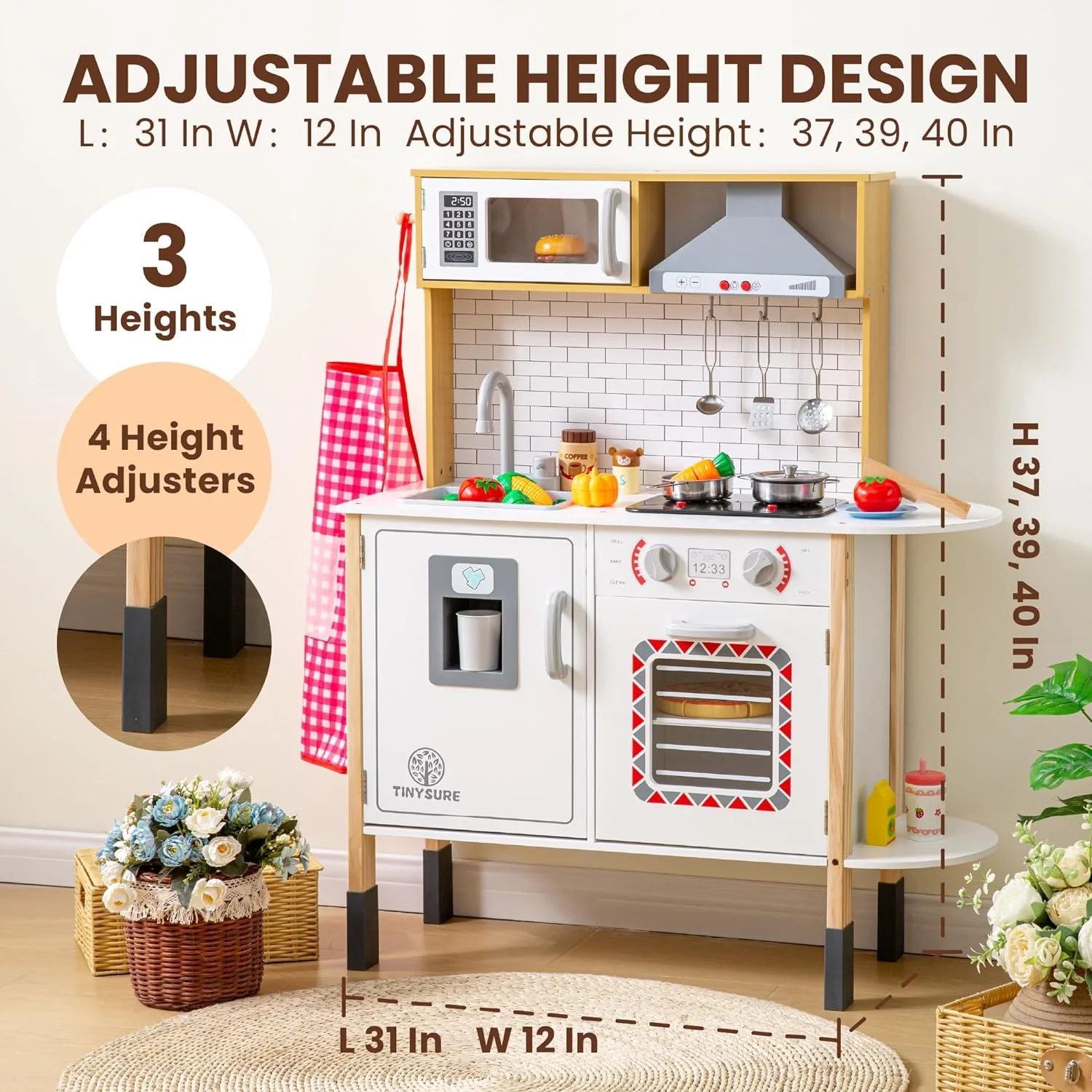 Play Kitchen for Kids - Toy Kitchen Set for Toddlers with Realistic Lights and Sounds, Kids Kitchen Playset with Abundant Toy Food Set