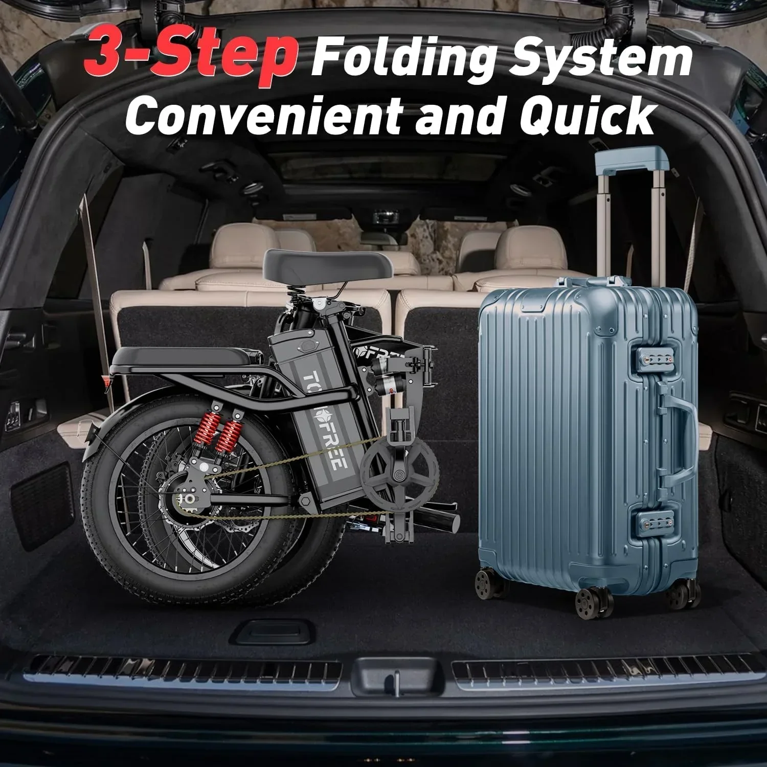 Tomofree Folding Electric Bike For Adults, 1200W, 48V 20Ah, 16 x 3in Tire, 330lbs, Black – T1