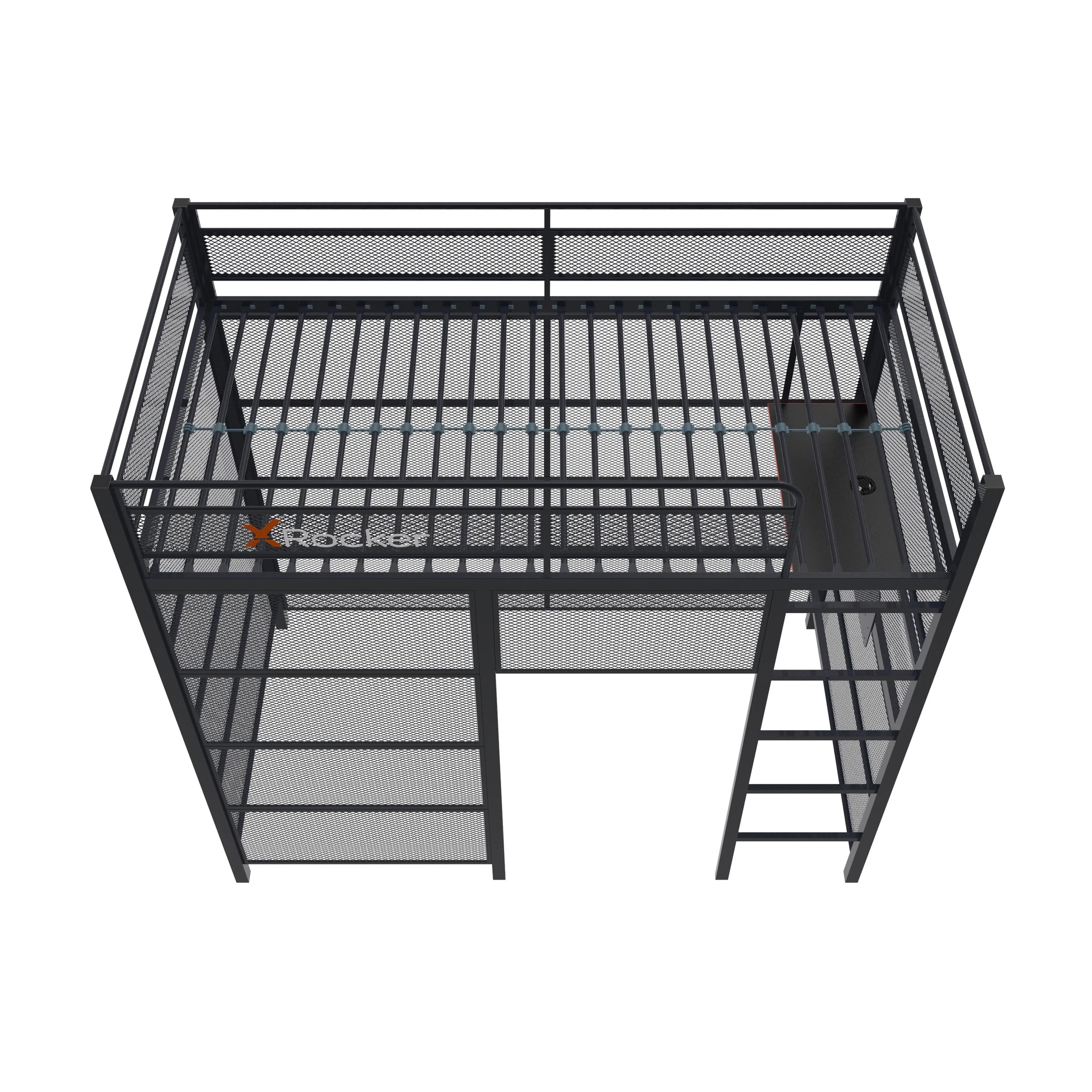 X Rocker Gaming Den Bunk Bed with VESA TV Mount, Twin, Black, Teen, Children