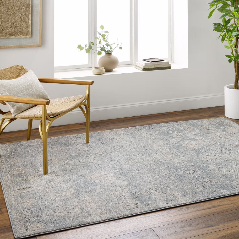Livabliss Alpharetta Vintage Floral Area Rug,5'3" x 7',Cream/Gray