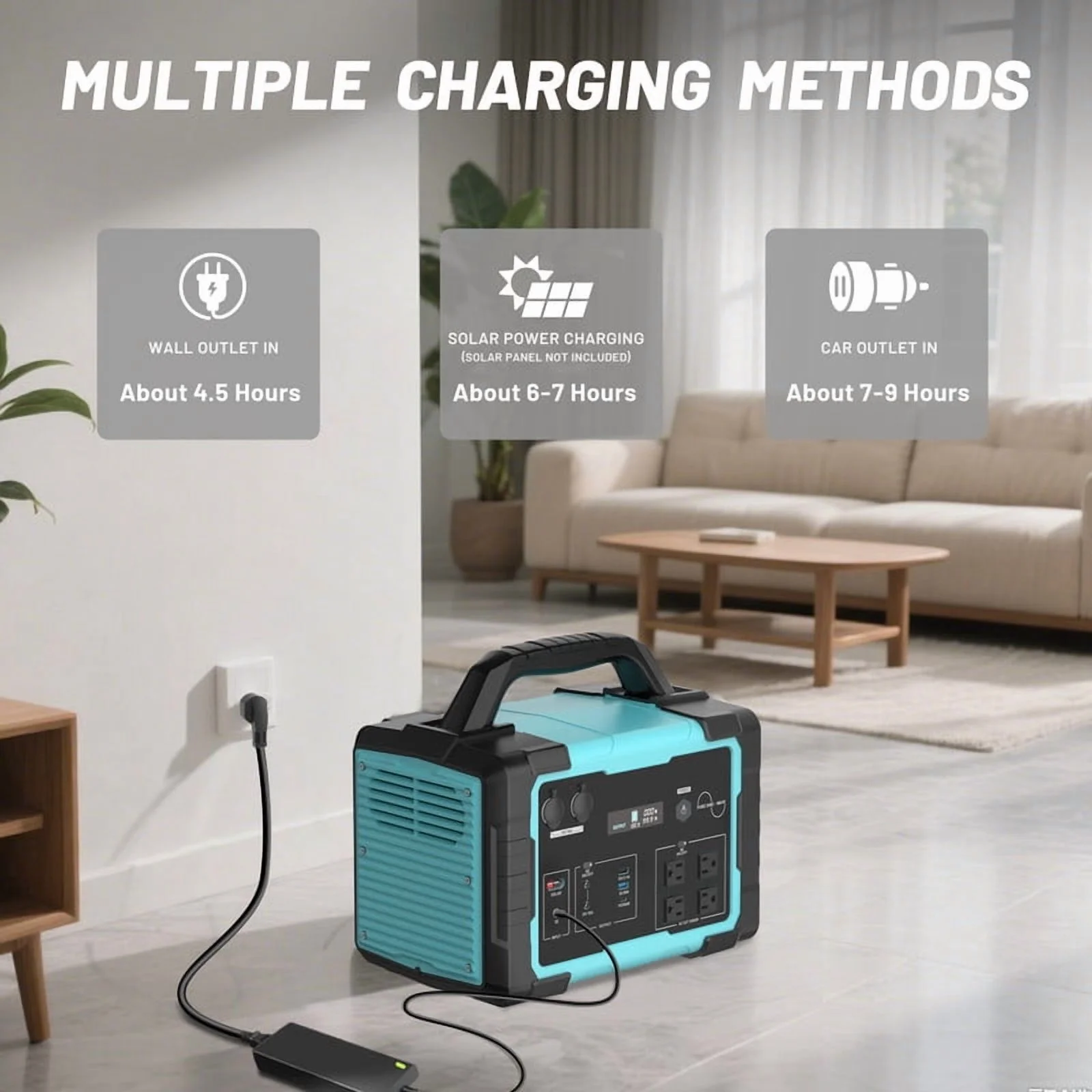 1000W Portable Solar Generator, 1024Wh LiFePO4 Battery Power Station with 100W Solar Panel, USB-C Power Bank for for Camping, Outdoor Travel, RV, and Home Emergency-Blue