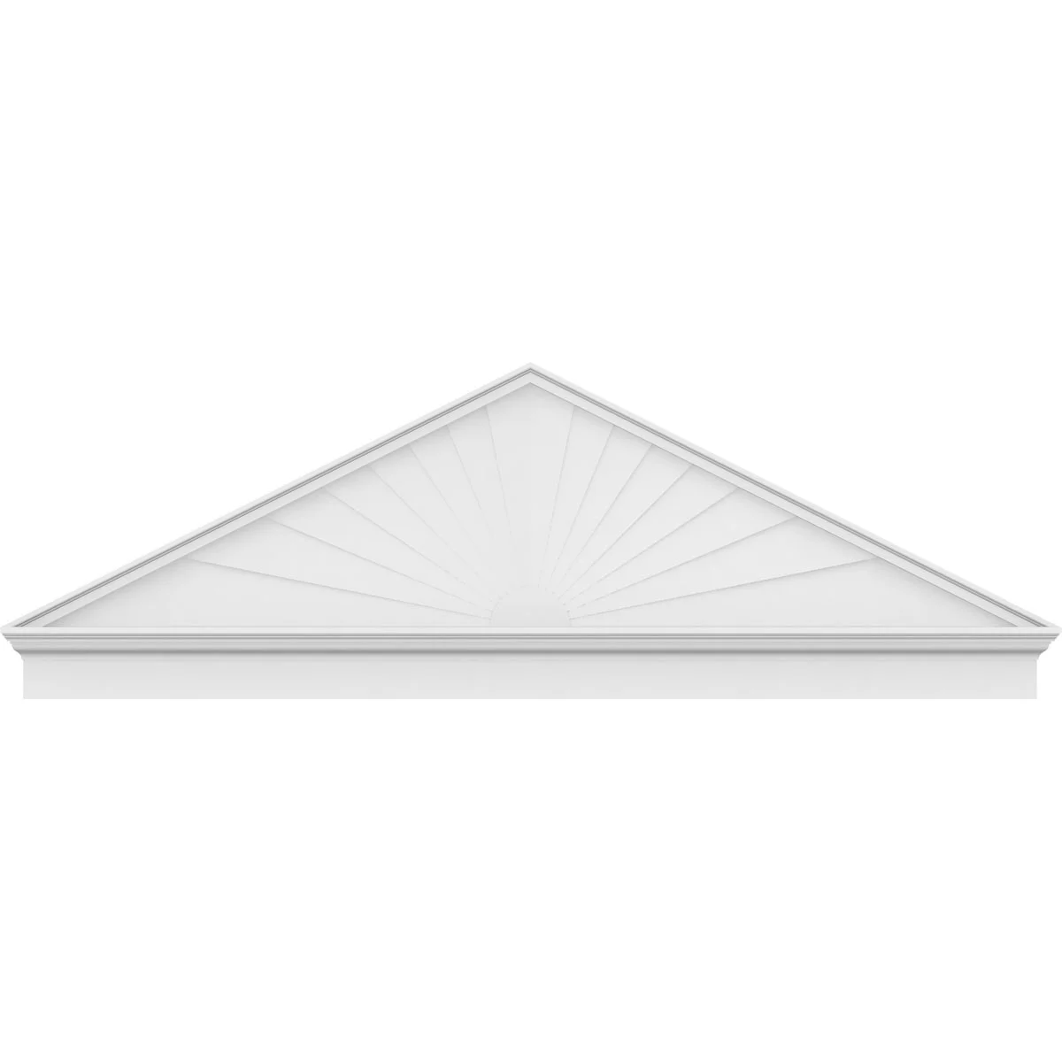 Ekena Millwork 52"W x 19-7/8"H x 2-3/4"P (Pitch 6/12) Peaked Cap Sunburst Architectural Grade PVC Combination Pediment