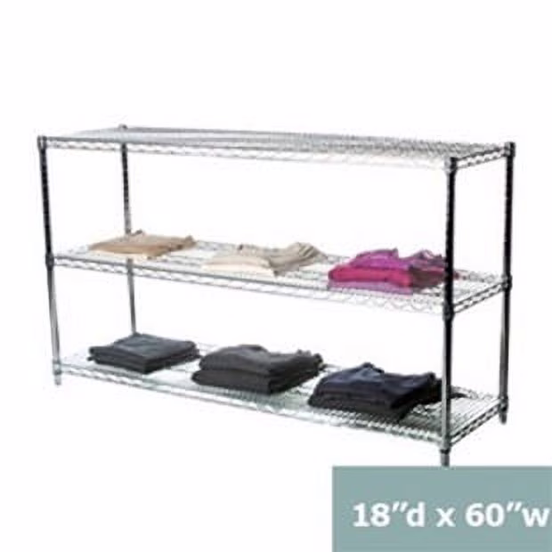 Shelving Inc. 18" d x 18" w Chrome Wire Shelving with 3 Shelves
