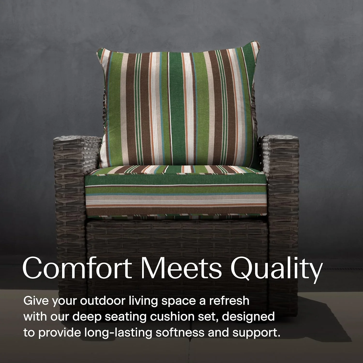 AWFHHT Outdoor Deep Seat, 24" W x 23" D, Zaire Outdoor Chair Cushion