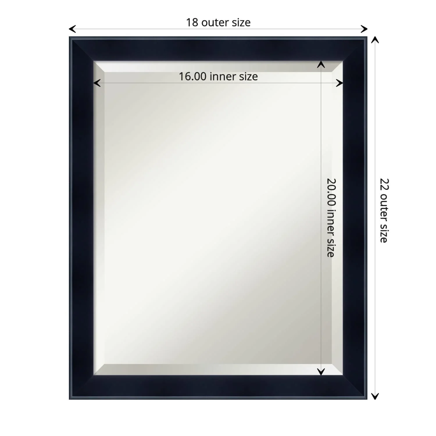 Amanti Art Beveled Wood Wall Mirror – Madison Black Frame 18.50 x 22.50