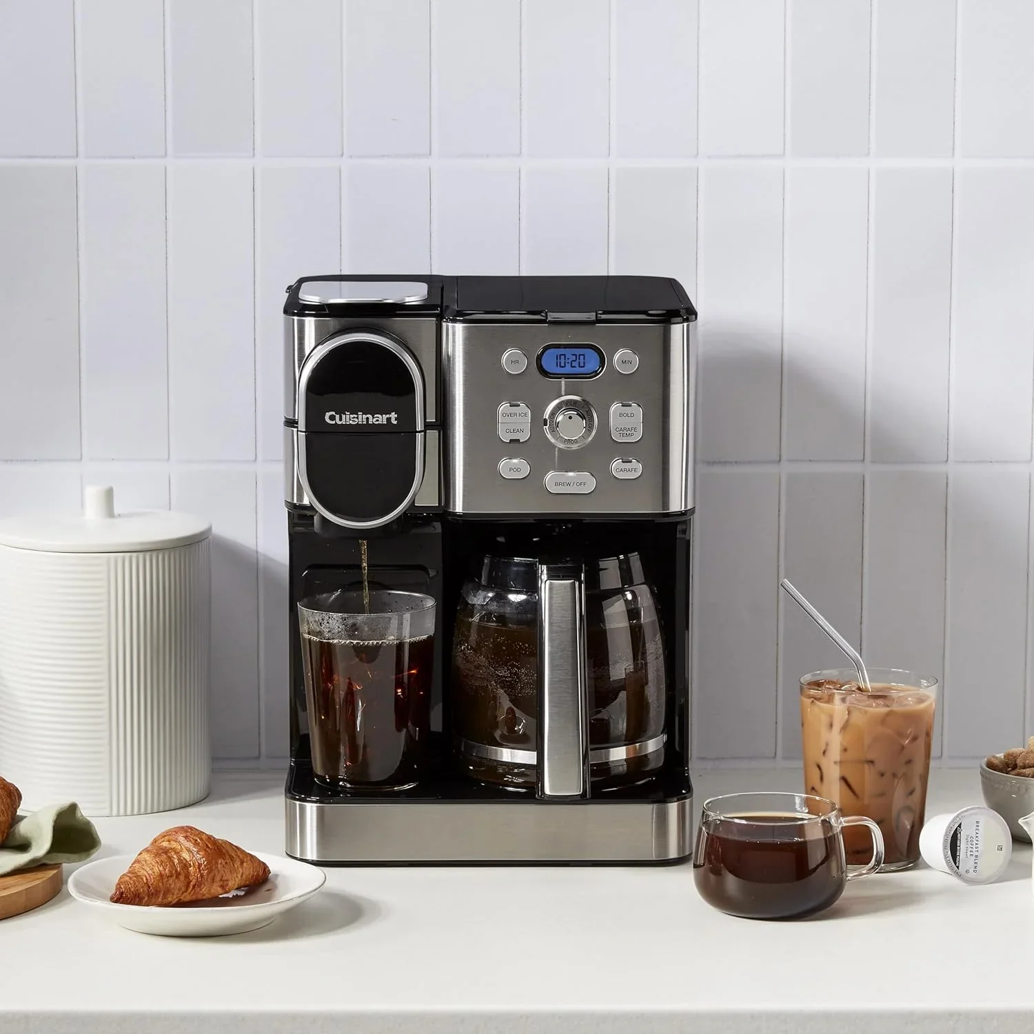 Cuisinart Coffee Maker, 12 Cup Glass Carafe, Automatic Hot & Iced Coffee Maker, Single Server Brewer, Stainless Steel, SS 16