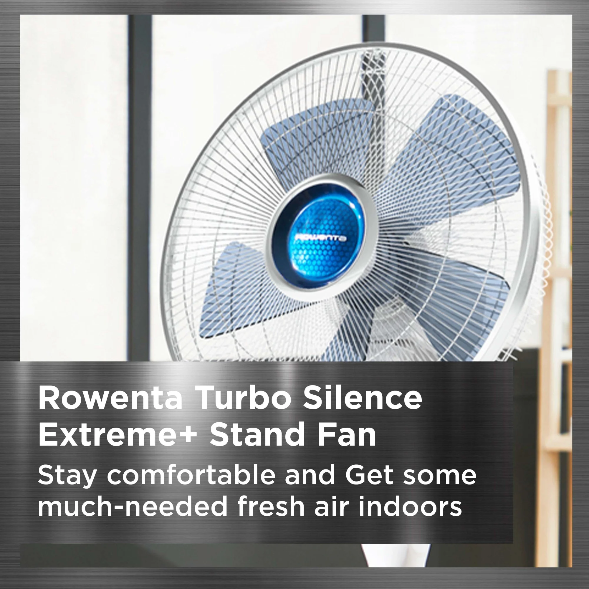 Rowenta Turbo Silence Standing Floor Fan with Remote, 53 Inch, Portable, 5 Speeds, VU5670