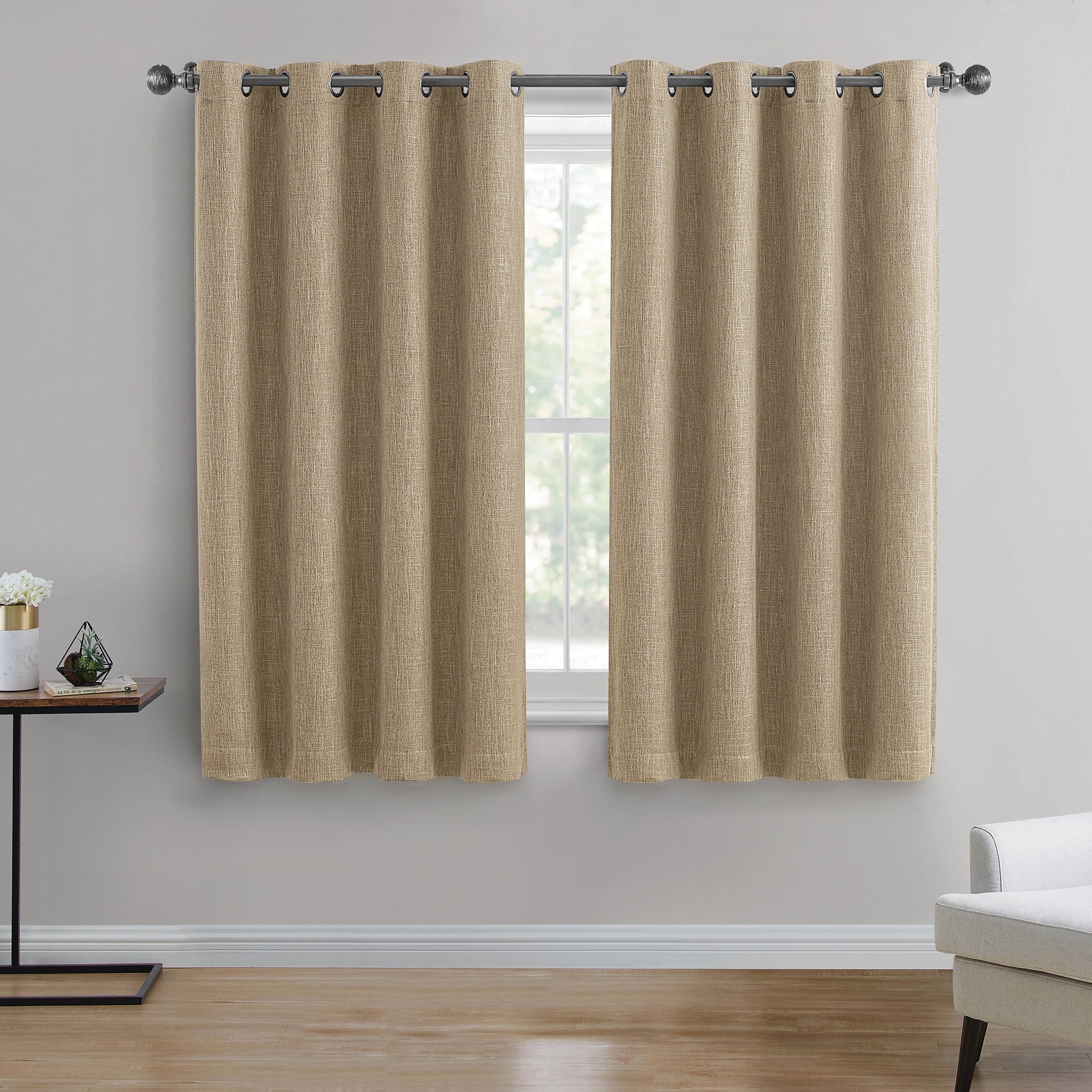 Tan Textured Woven Blackout Curtain Panel, Better Homes & Gardens, 50″ x 63″