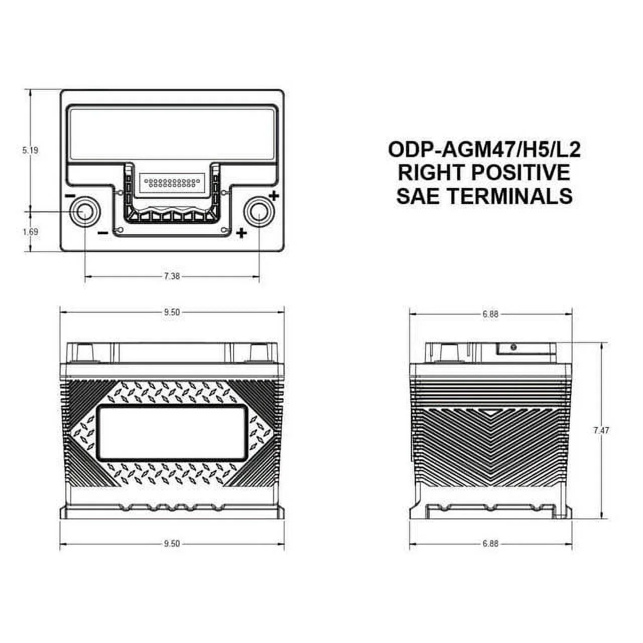 Odyssey Automotive Battery 12 Volt H5 L2 – ODP-AGM47
