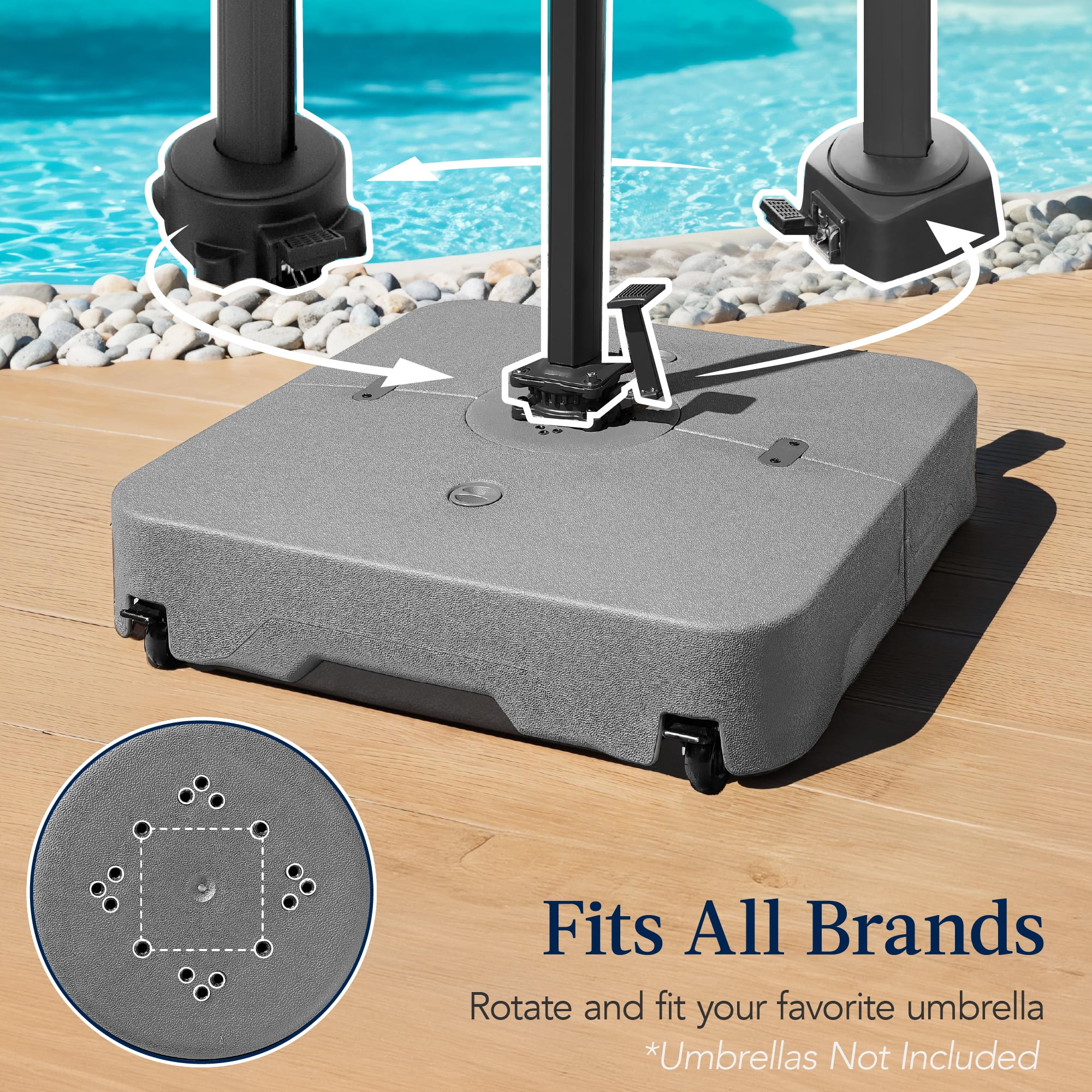 Best Choice Products Heavy-Duty Outdoor Cantilever Base Stand w/ Wheels, Locks, Fillable 330lb Capacity - Black