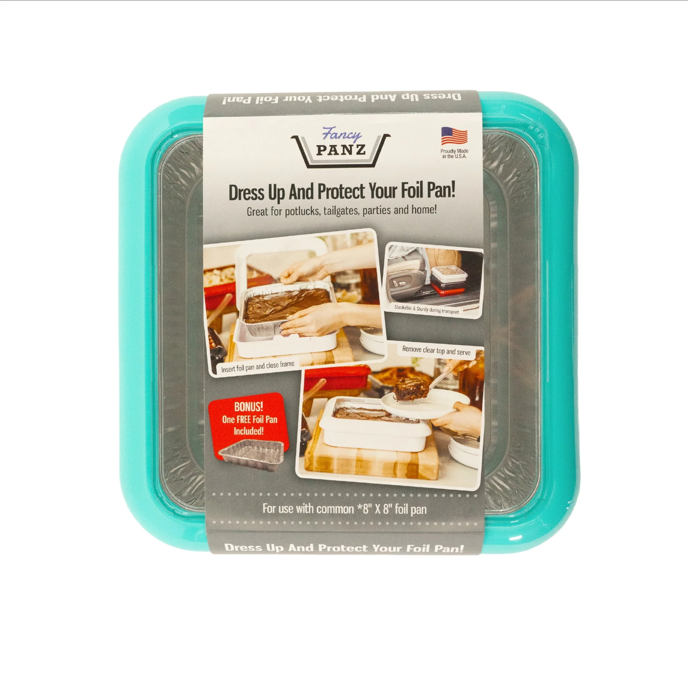 Fancy Panz Plastic 8″ x 8″ Aqua Foil Pan Carrier 1pk