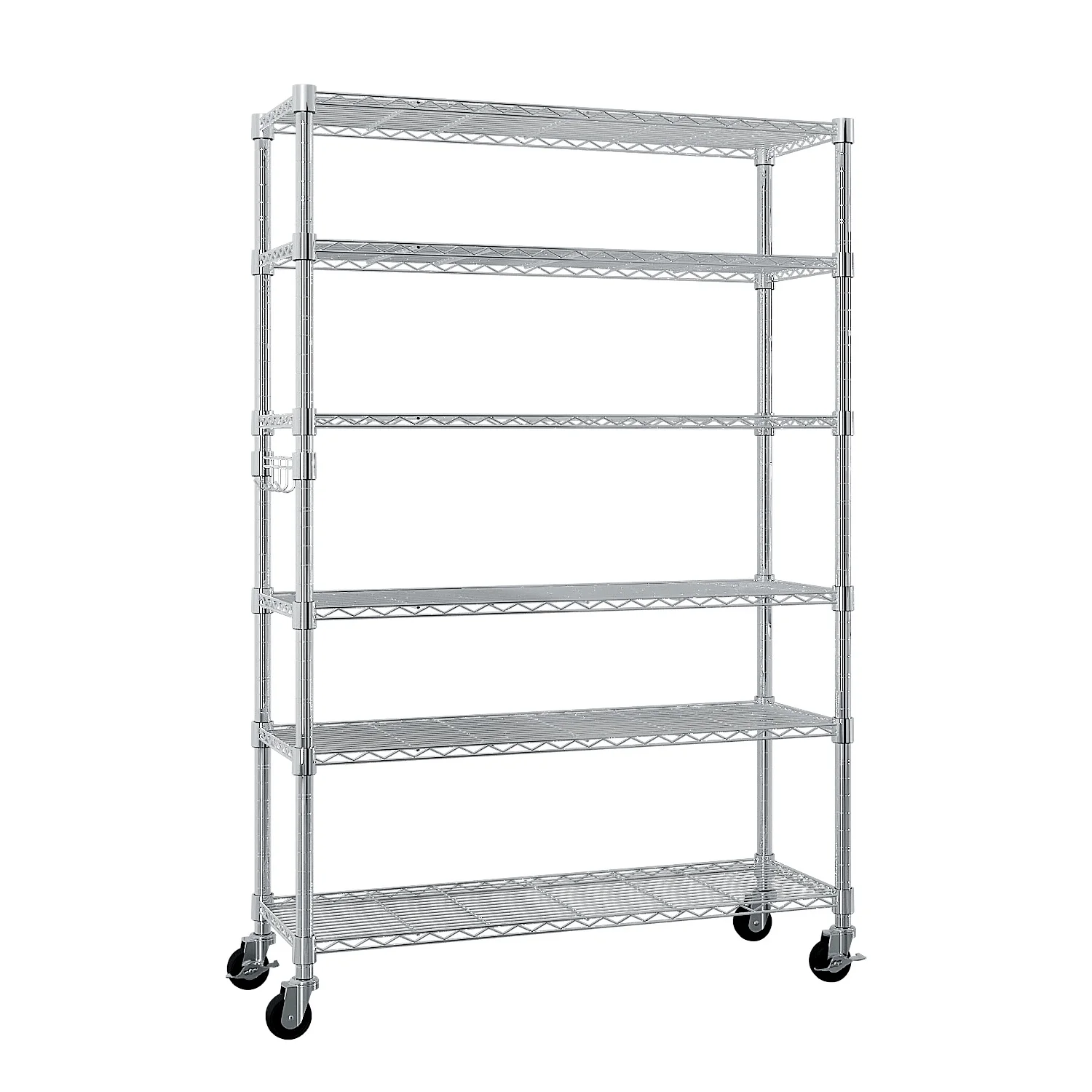 Ktaxon 6 Tier Wire Shelving with Wheels, 46"D x 18"W x 82"H Multifunctional Storage Rack Metal Garage Shelves Organizer, Capacity for 900lbs, Silver