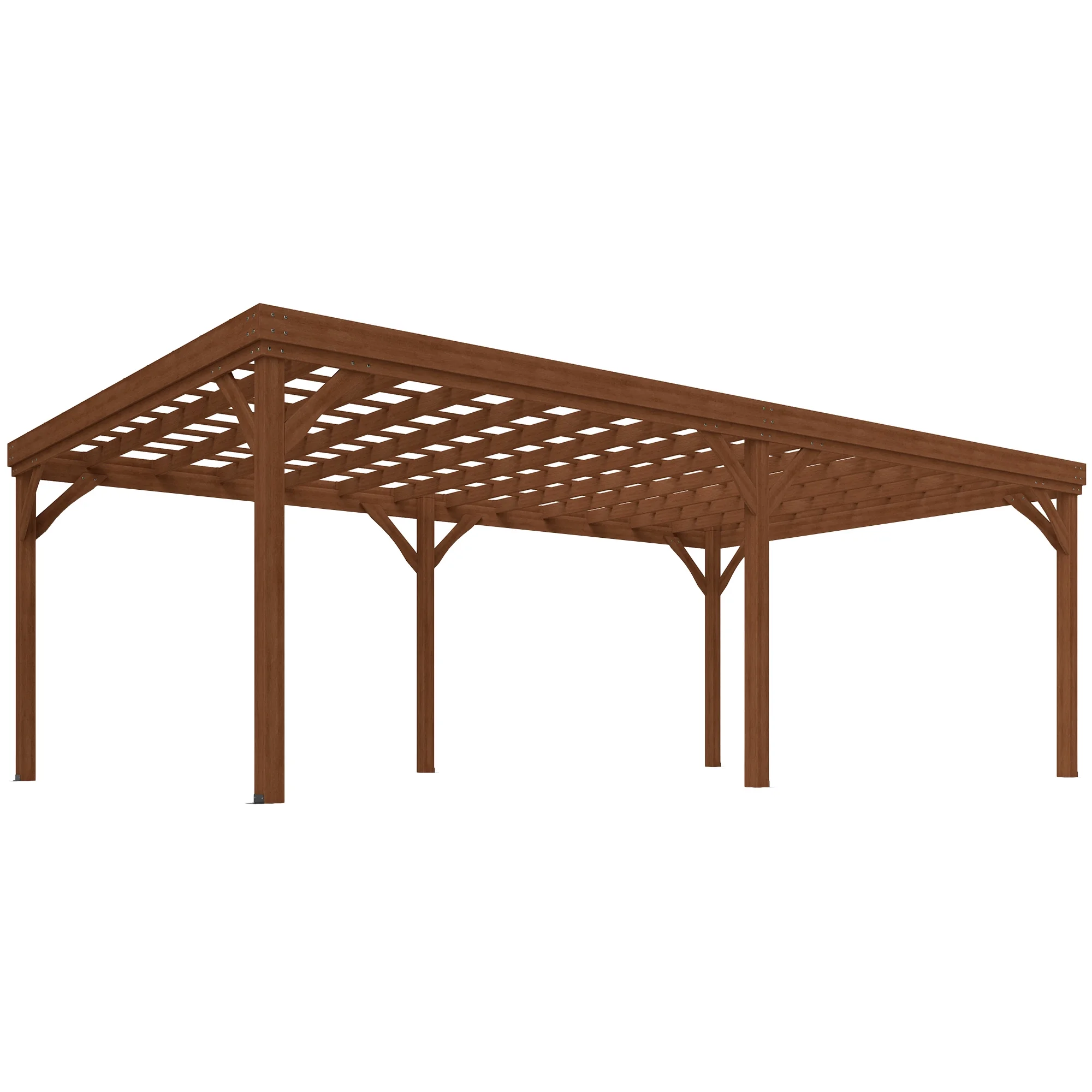 Outsunny 12′ x 20′ Outdoor Wood Pergola, Climbing Vine Gazebo, Brown