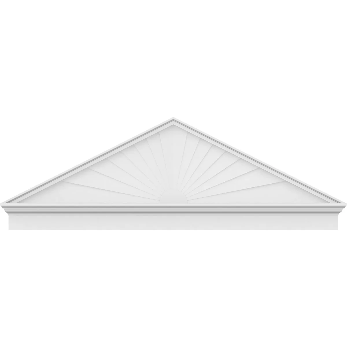 Ekena Millwork 52"W x 19-7/8"H x 2-3/4"P (Pitch 6/12) Peaked Cap Sunburst Architectural Grade PVC Combination Pediment