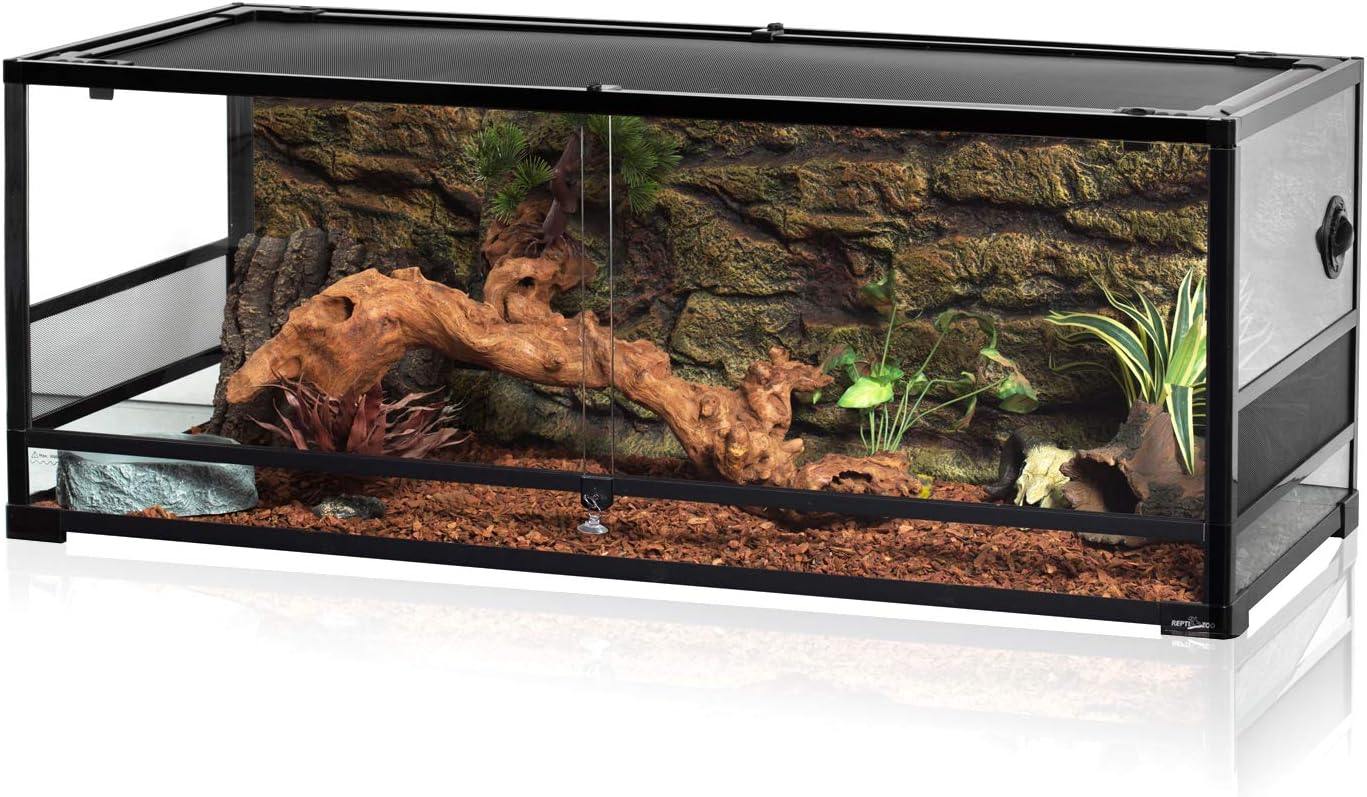 REPTI ZOO 67 Gallon Reptile Terrarium, Sliding Glass Doors, 48″x18″x18″