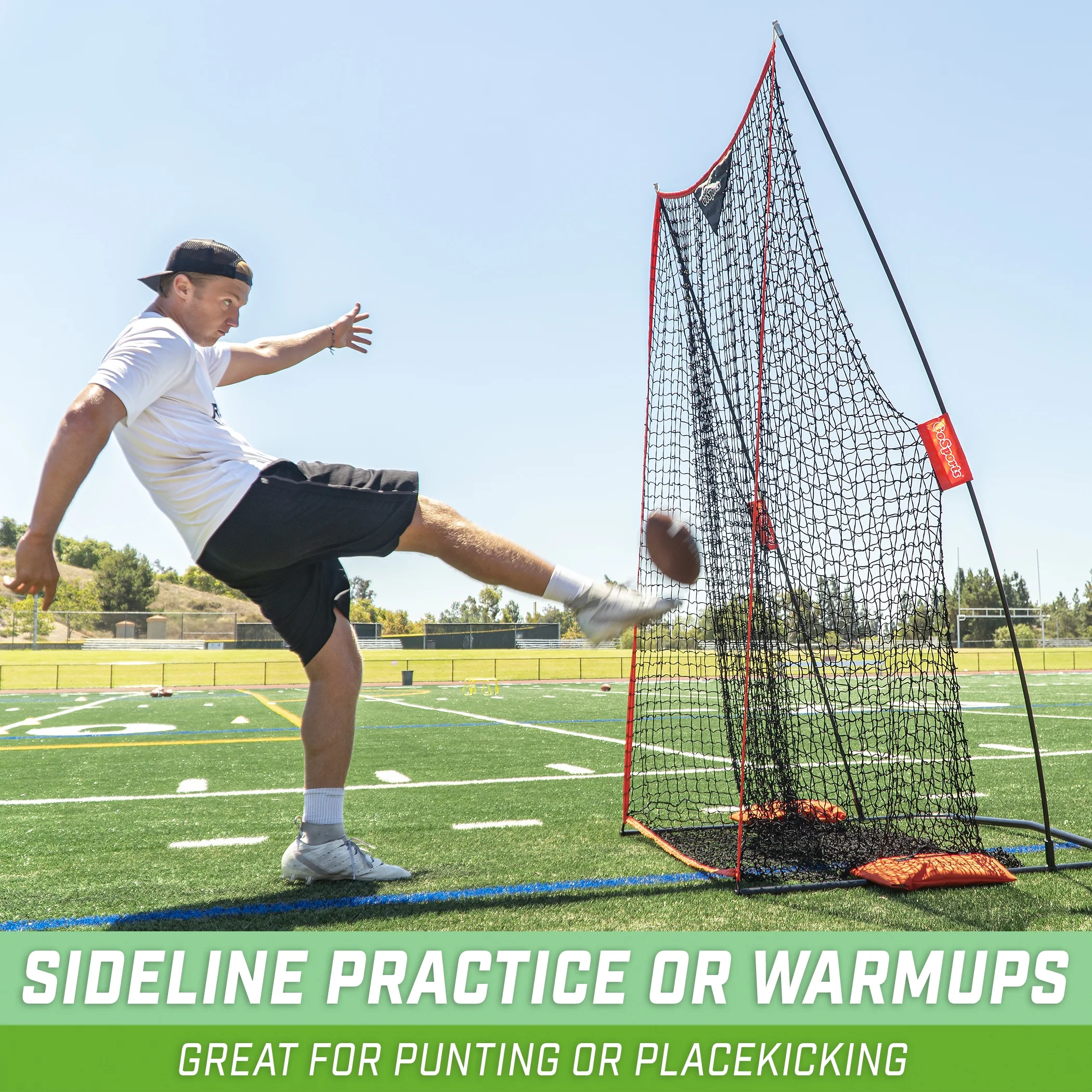 GoSports Football 7′ x 4′ Kicking Net – Ultra-Portable Design with Weighted Sand Bag