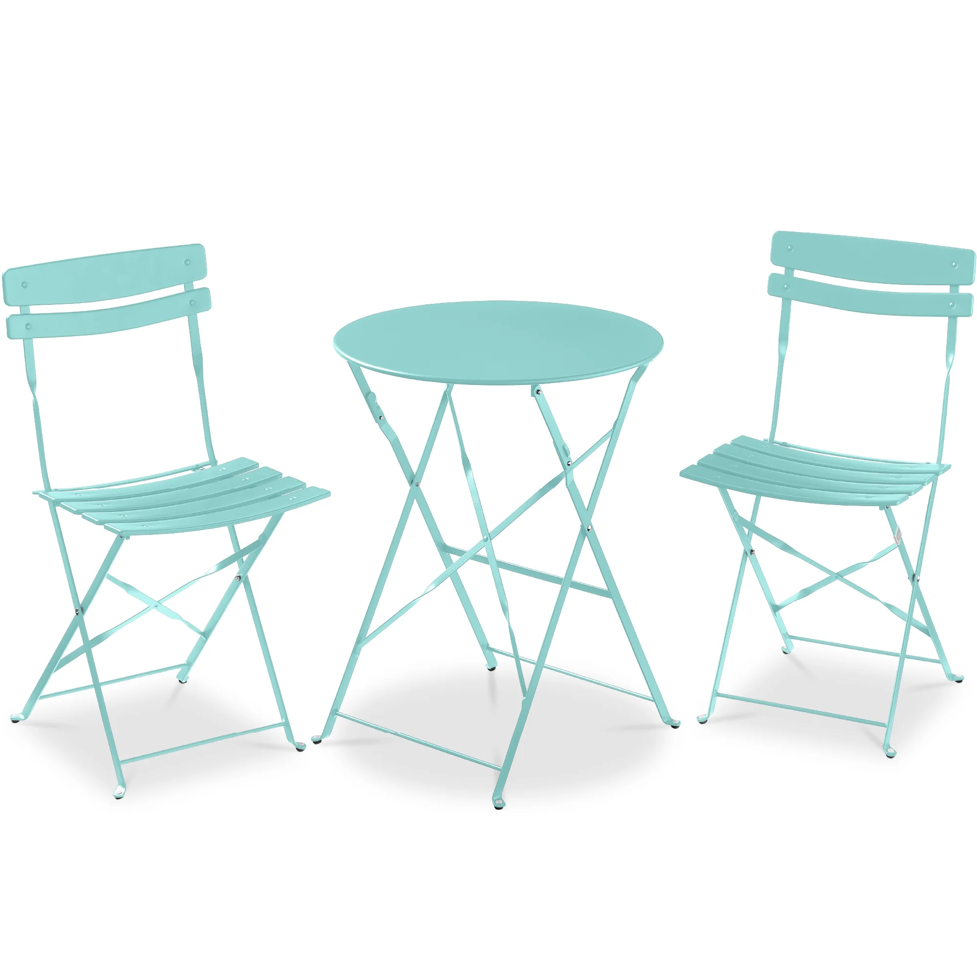 Best Choice Products 3-Piece Small Bistro Set, Folding Patio Furniture Set of 2 Chairs and Table - Black