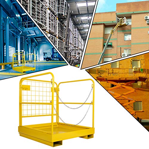 KUAFU 36×36 Forklift Safety Cage Heavy Duty Steel Forklift Man Basket 1200 LBS