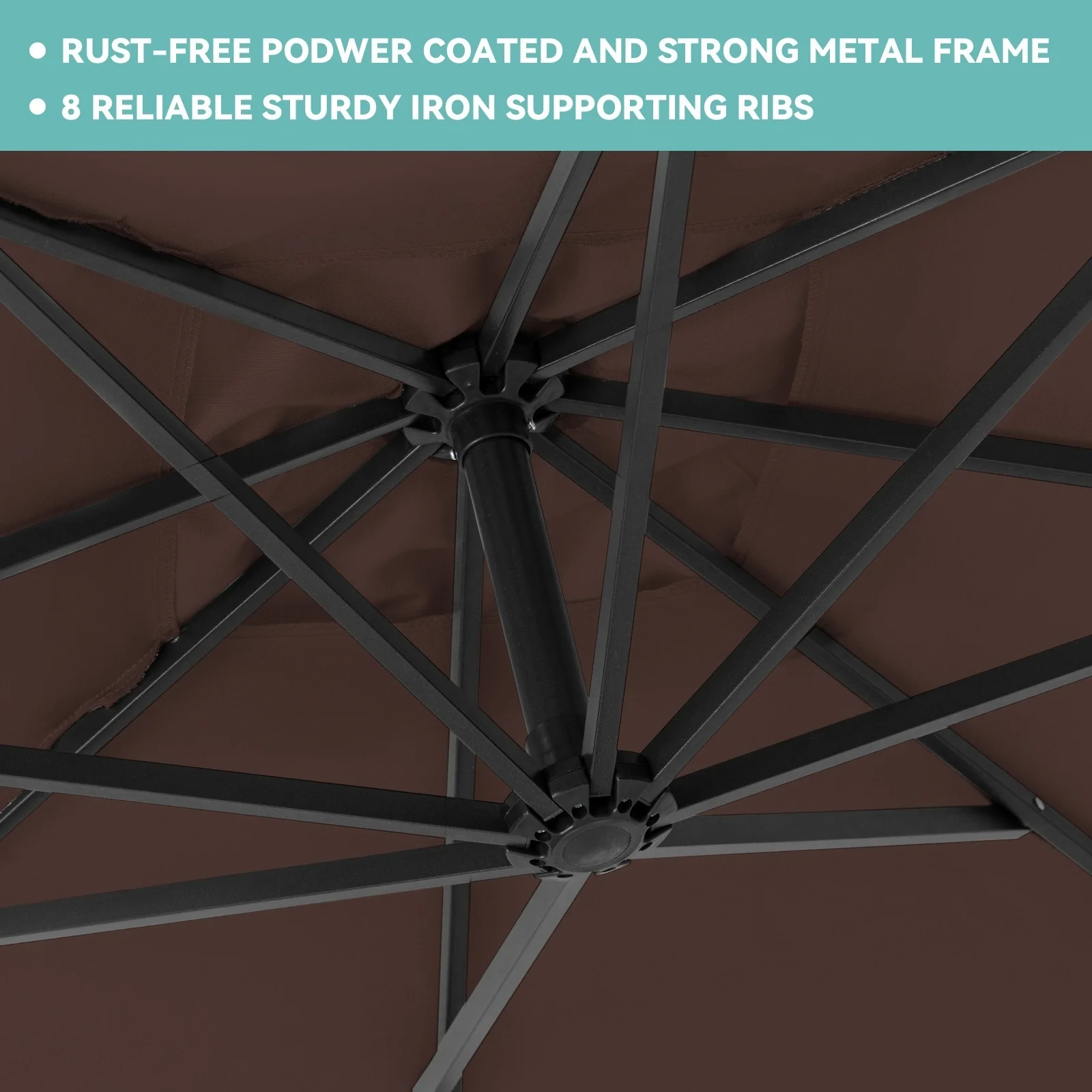JUSTLET 10ft Heavy Duty Patio Hanging Offset Cantilever Patio Umbrella W/ 4-Piece Base Included Included, Beige