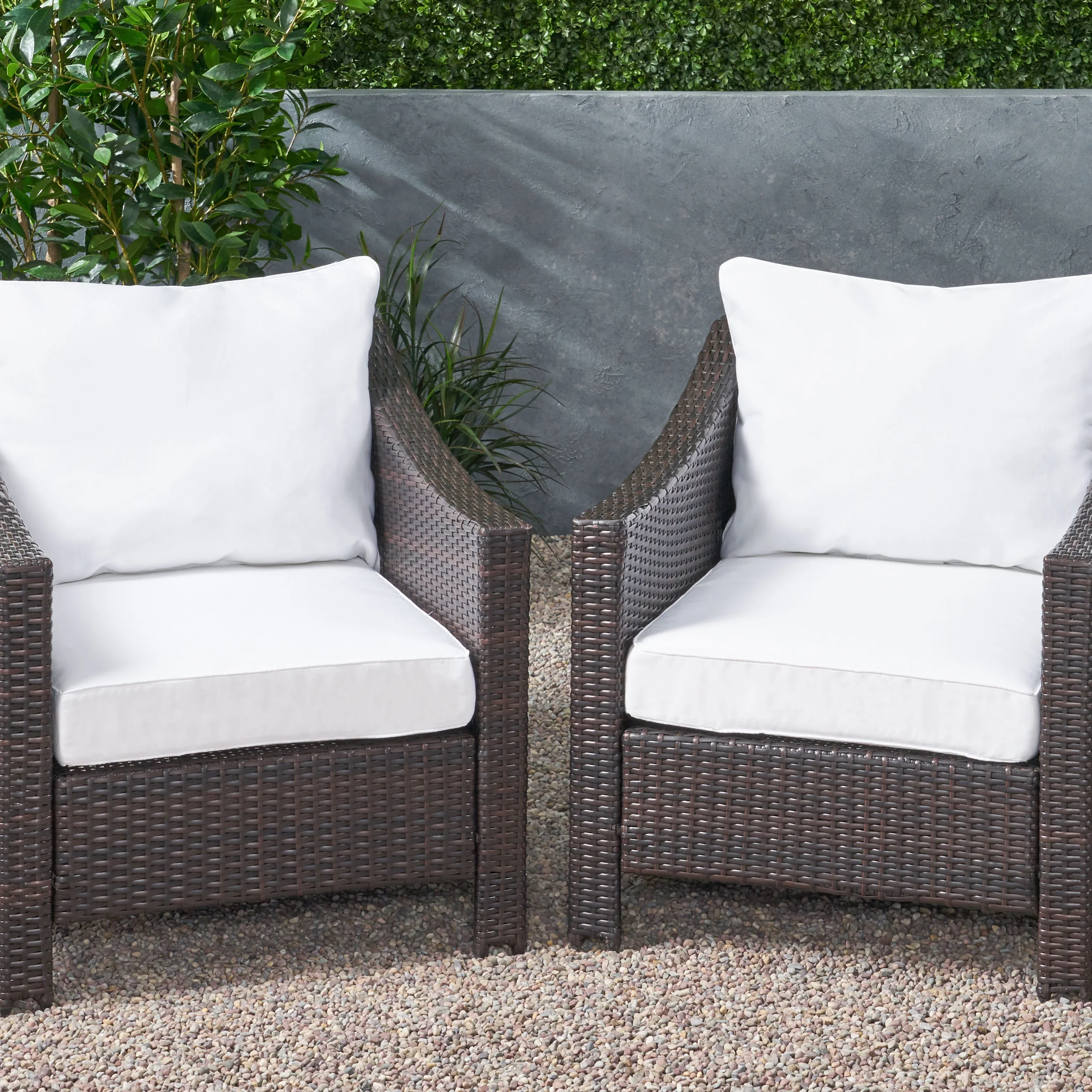Noble House 23.50″x 27.00″ White Rectangle Chair Outdoor Seating Cushions (2 Pack)