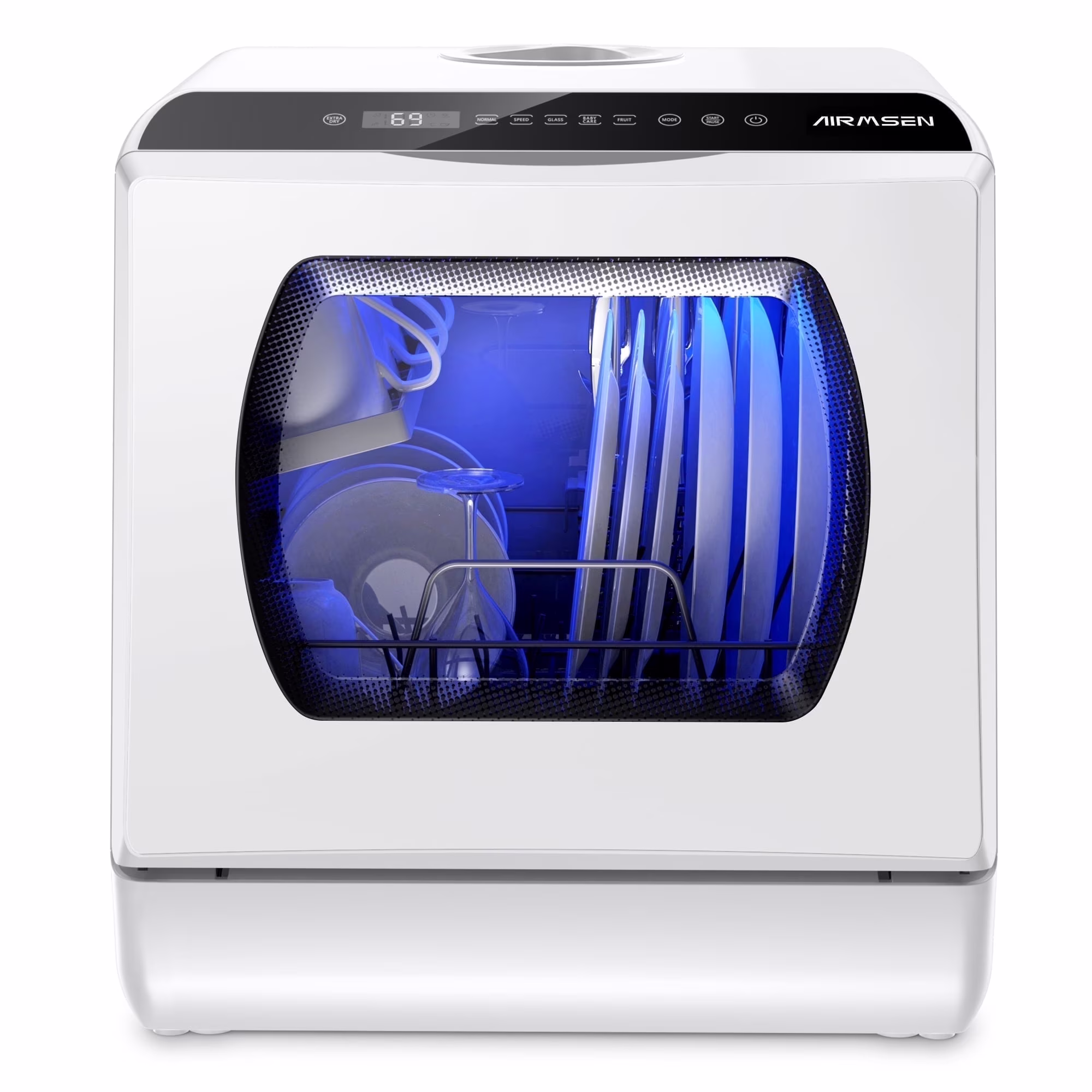 AIRMSEN Portable Countertop Dishwasher with 5 - Liter Built - in Water Tank and Air - Dry Function, 5 Washing Programs Mini Dishwasher, AE - TDQR03