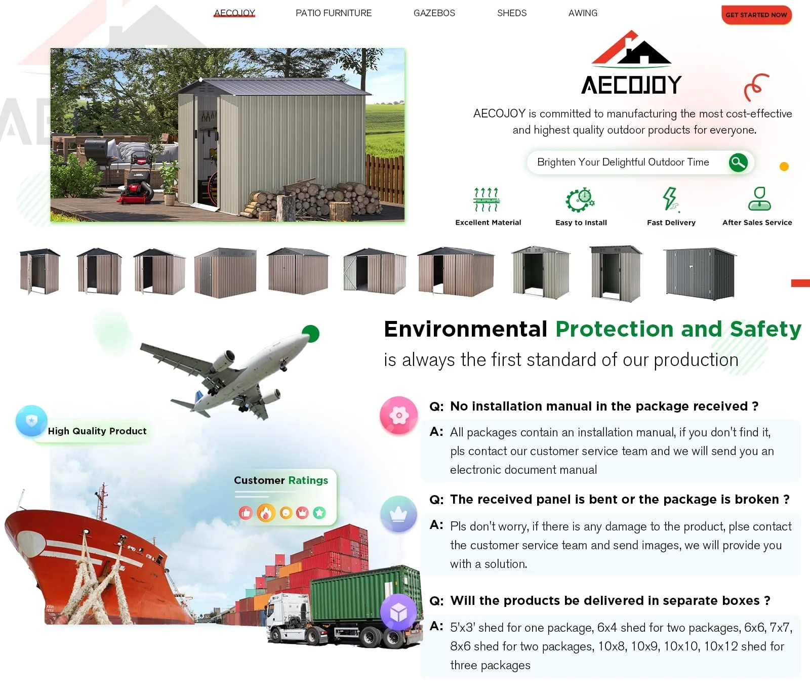 AECOJOY 8 x 6 ft. Outdoor Metal Storage Shed with Sliding Door