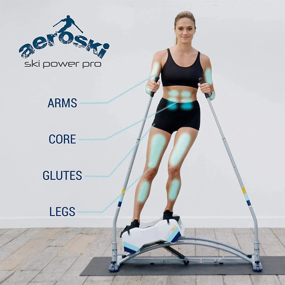 Aeroski Ski Fitness Workout Machine With Recoil Spring Resistance, Gray - 2.0