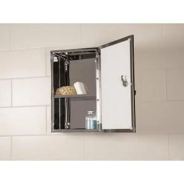 Croydex Trent Lockable Bathroom Storage Medicine Cabinet, Stainless Steel (15.7 x 9.8 in)
