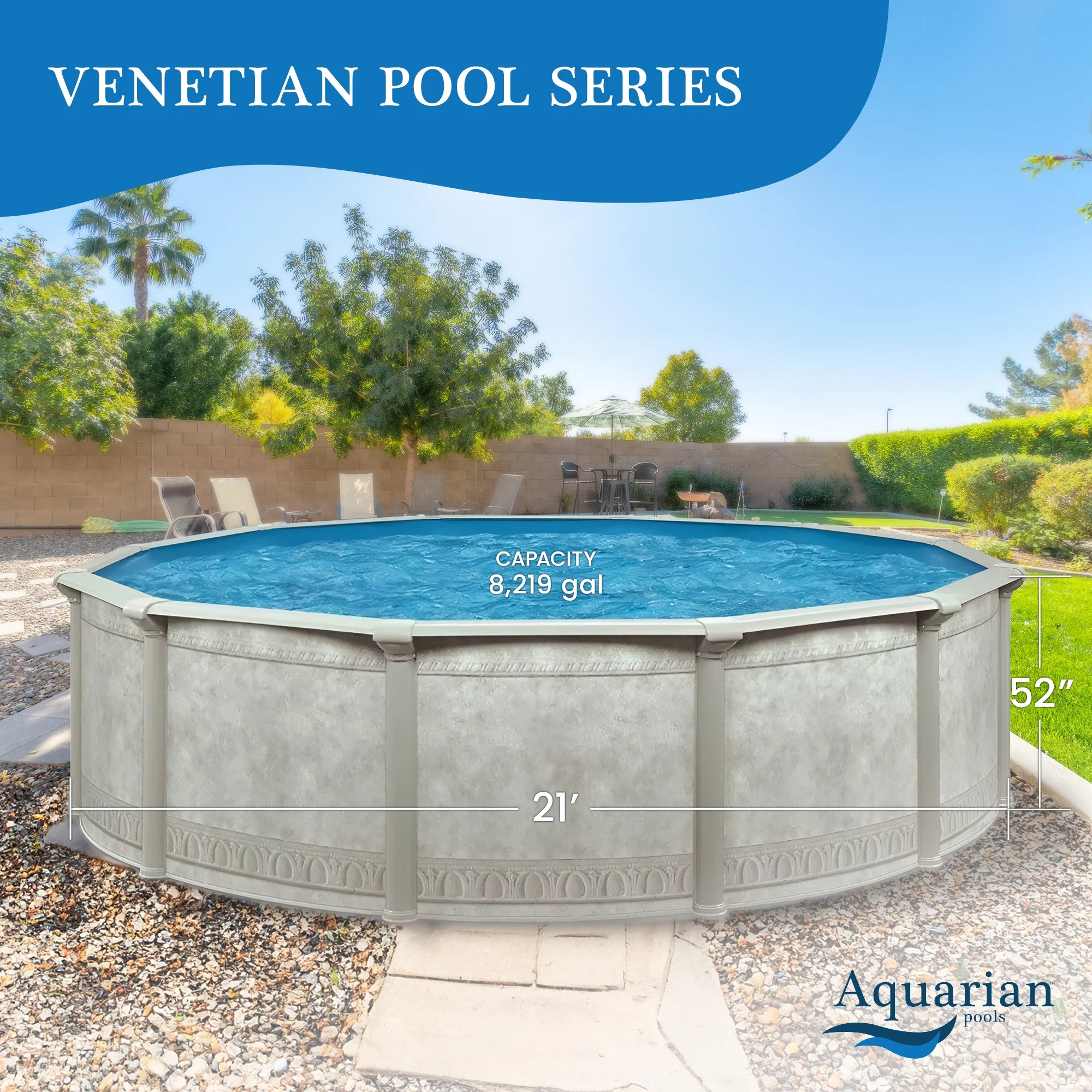 Aquarian Phoenix 18' x 52" Steel Frame DIY Family Size Above Ground Pool