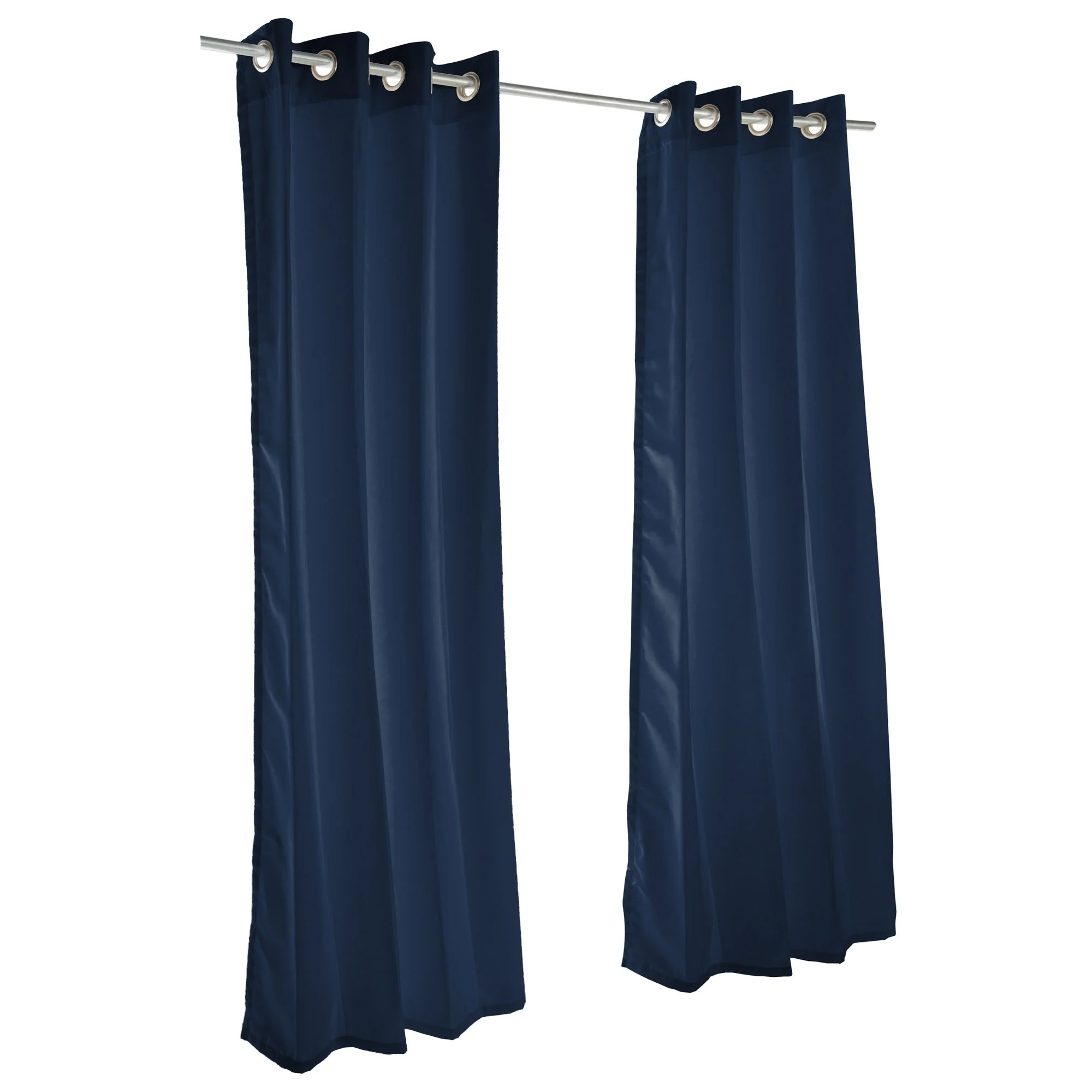 Sunbrella Canvas Navy Outdoor Curtain with Nickel Plated Grommets 50 in. x 96 in.