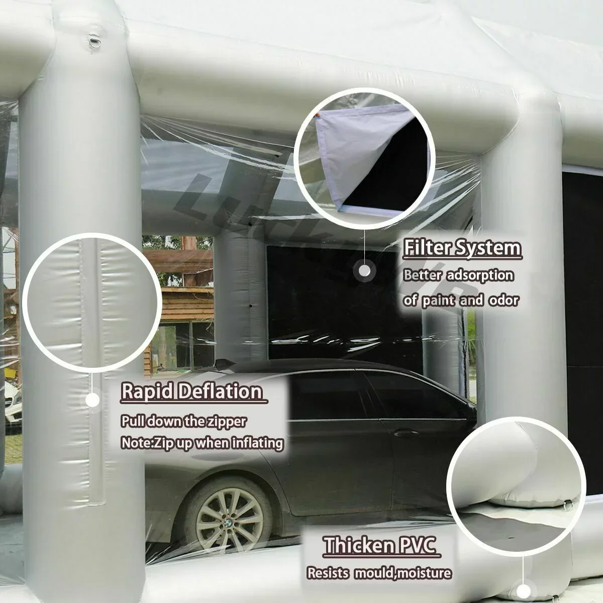Inflatable Spray Paint Booth Tent 28X15X10FT With Two Blowers - 950W+280or380W