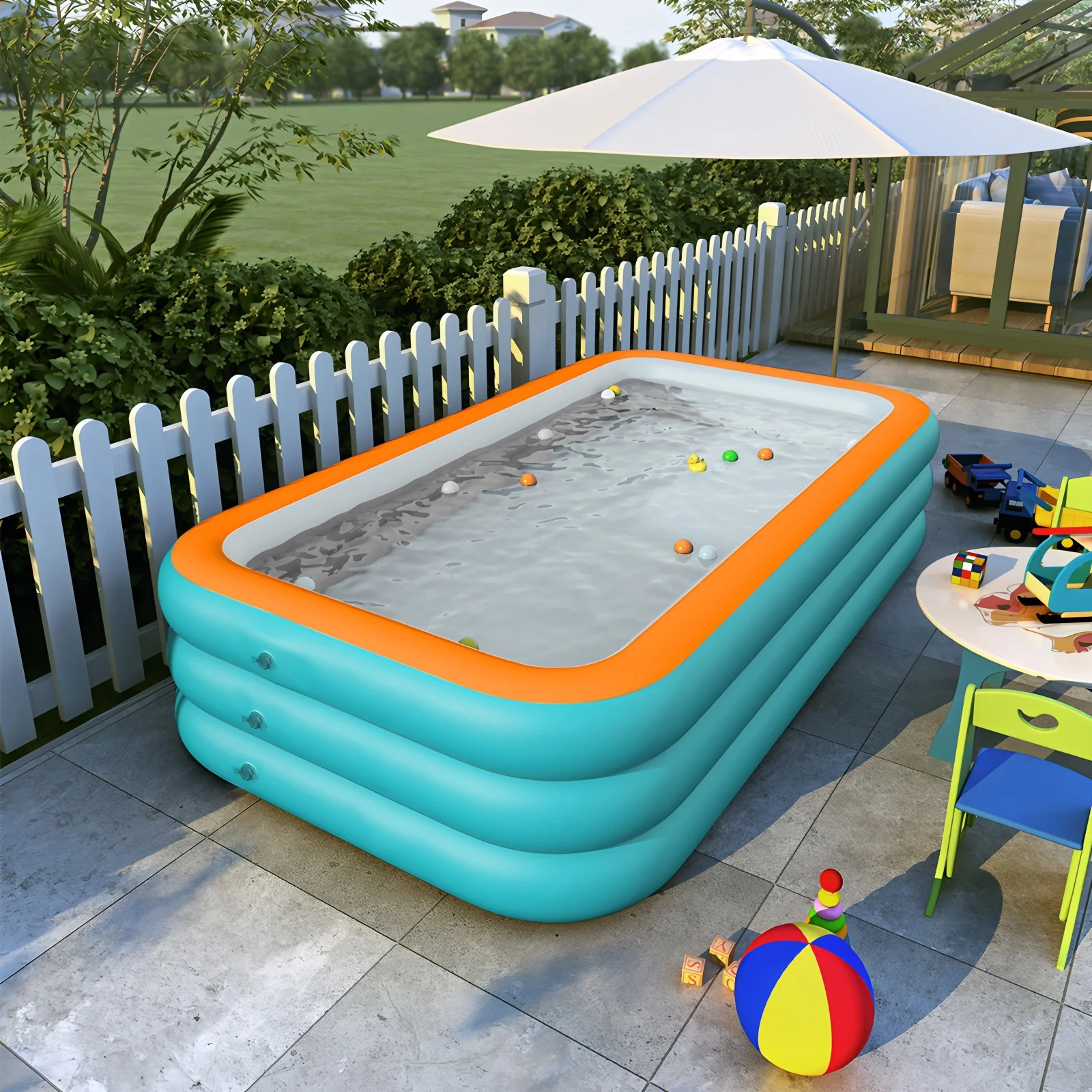 ZQIULDY Inflatable Swimming Pool for Kids and Adults, 118" X 68" X 23" Big Inflatable Pool, Family Swimming Pool for Toddlers Adult, Garden Lawn, Backyard Summer Water Party Pool