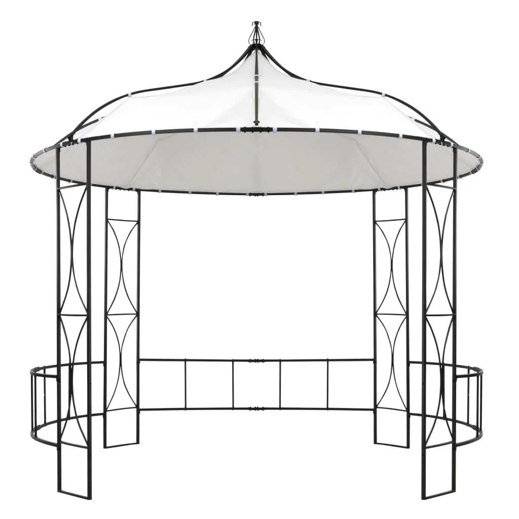 vidaXL Outdoor 9.8 x 9.5 Round Canopy Pavilion, UV & Water-Resistant, White & Black