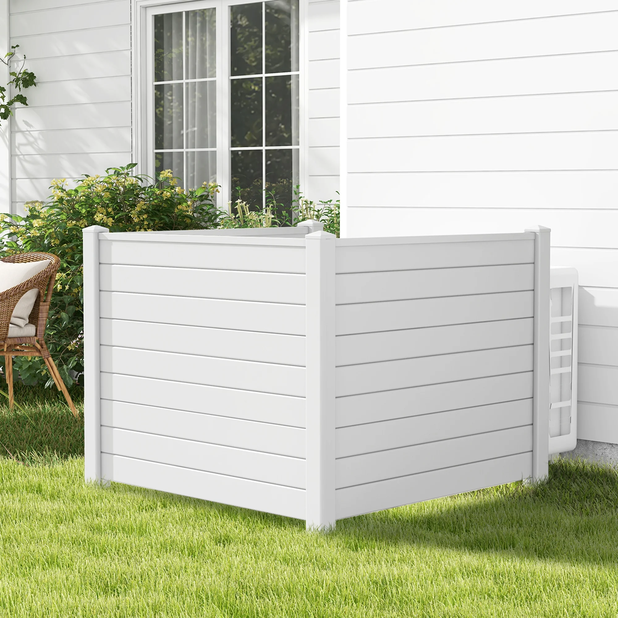 Costway 48″L x 37.5″H Air Conditioner Fence with 3 Ground Stakes