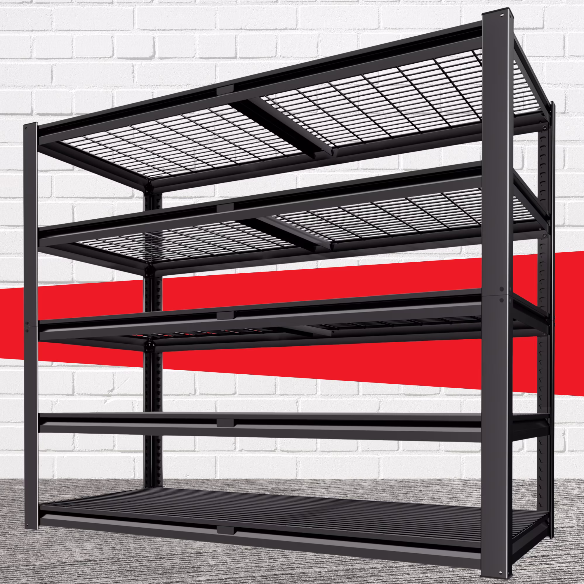 Prilinex 2500LBS Metal Storage Shelves Wire Shelving Unit Garage Storage Rack 47″W x 18″D x 72″H Heavy Duty Industrial Shelving